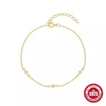 Стильный и простой универсальный женский браслет из стерлингового серебра 925 пробы с геометрическим узором и бриллиантами для поездок на работу 925 silver золотой