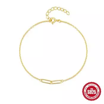 Стильный и простой женский браслет-скрепка из стерлингового серебра S925 на каждый день 925 silver золотой