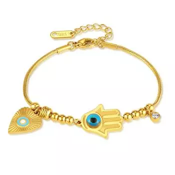 Стильный и роскошный браслет из нержавеющей стали с позолоченным покрытием Palm Blue Devil s Eye