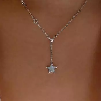 Стильный индивидуальный простой регулируемый кулон с пентаграммой, ожерелье в виде ракушки в стиле ретро, сексуальная цепочка на ключицу серебряный