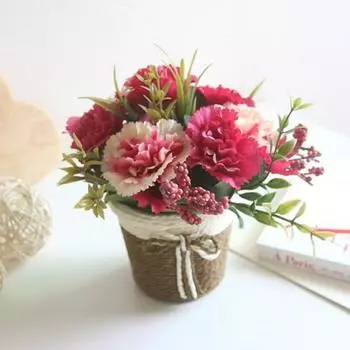 Стильный искусственный бонсай с длительным сроком службы, яркое праздничное украшение розы красного