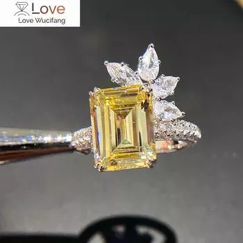 Стильный изысканный дизайн кольца на палец для женской свадебной вечеринки с ярким желтым кристаллом модные женские аксессуары 6