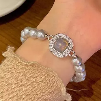 Стильный изысканный серый жемчужный браслет жемчужный браслет с бусинами для женщин и девушек свадебные украшения для вечеринок аксессуары подарки