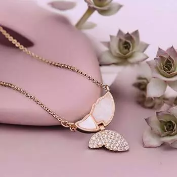 Стильный комплект из ожерелья и серег с американскими бриллиантами, покрытый розовым золотом 18 карат, для женщин и девушек,