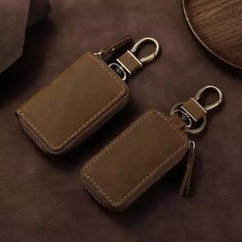 Стильный кожаный чехол для автомобильного ключа в европейском и американском ретро-стиле, портативный складной чехол для ключей. Open коричневый