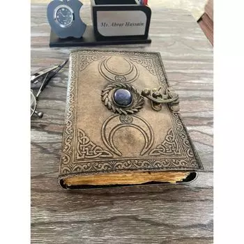 Стильный кожаный журнал ручной работы Tripal Moon, винтажный бумажный журнал Decle, офисный дневник, подарок для него/школьный дневник, подарок на день отца 7 x 5 in коричневый