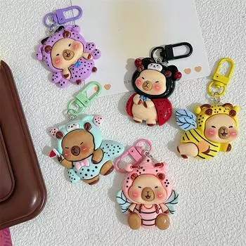 Стильный креативный брелок Capybara, брелок с изображением мультяшного животного, милый забавный кулон, кавайный рюкзак, украшения, аксессуары, подарки