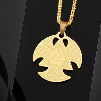 Стильный крутой дизайн, подвеска из нержавеющей стали Viking Triple Axis, мужское скандинавское ожерелье, популярный подарок на праздник серебряный