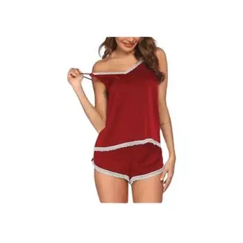 Стильный кружевной комплект нижнего белья Ladysta в стиле бебидолл — короткий для женщин с верхом и коротким ночным бельем Freesize (S M L) Freesize (S M L) малиновый