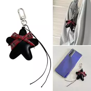 Стильный кулон-бантик, модный брелок с украшением из искусственной кожи, нежный брелок, уникальная подвеска для сумки, подходит для кошелька