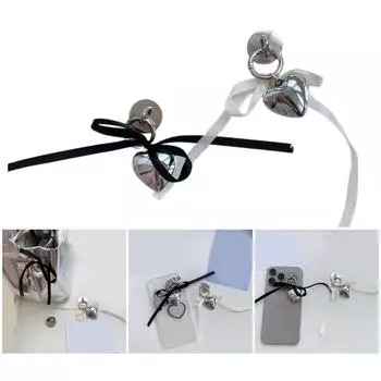 Стильный кулон в виде сердца с бантом, брелок, кулон с бантом, сумка, подвеска для камеры, идеальный подарок для модного любовника чёрный