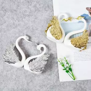 Стильный Лебедь Торт Орнамент Лебедь Торт Безопасный Декор Партии Украшение для Свадьбы День Святого Валентина 11cm серебряный