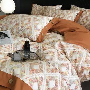 Стильный легкий роскошный американский чистый хлопок полированный комплект из четырех предметов высококачественный принт пододеяльник ретро теплая двуспальная кровать 1.5m bed