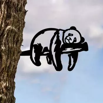 Стильный металлический силуэт панды, вырезанный вручную, в деревенском стиле, для украшения дома и сада. Элегантный подарок на новоселье, который выделяется. чёрный