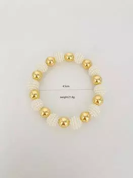 Стильный милый эластичный браслет с жемчужными бусинами, подходящий для женщин, повседневный браслет для женщин