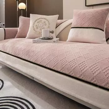 Стильный молочный бархатный клетчатый чехол для дивана, 1/2/3/4-местного плюшевого нескользящего чехла для кресла, мягкая защита для мебели в стиле пэчворк Cushion cover45x45cm