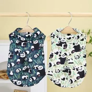 Стильный нагрудный ошейник Моющаяся собачья блузка Мультяшная панда Принт Pet Щенок Жилет Пуловер Ежедневная одежда L светло-желтого