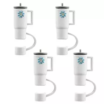 Стильный наконечник-соломинка с ручкой Многоразовый Многоцелевой небесно-голубой