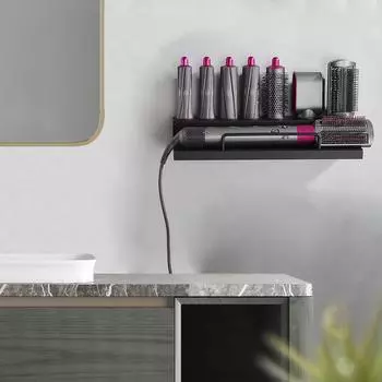 Стильный настенный органайзер для инструментов для волос, экономящий место, держатель для инструментов для укладки волос и фена