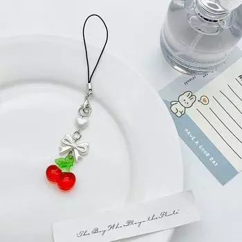 Стильный нежный вишневый бант для телефона, милый брелок для ключей для женщин и девочек, милые сумки, украшения, аксессуары, подарки onesize