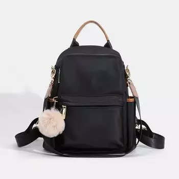 Стильный одноместный рюкзак для женщин, большая вместимость, многофункциональный, иностранный стиль, средняя школьная сумка, легкий рюкзак чёрный