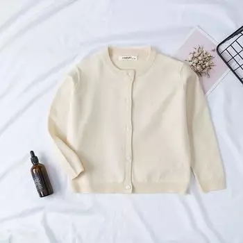 Стильный повседневный кардиган для девочек 100 бежевый