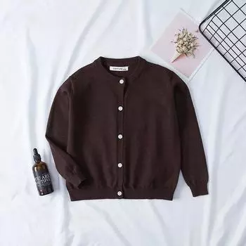Стильный повседневный кардиган для девочек 100 коричневый