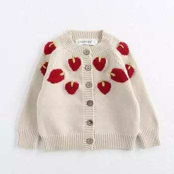 Стильный повседневный кардиган для девочек 110 бежевый