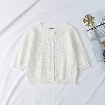 Стильный повседневный кардиган для девочек 70 белый