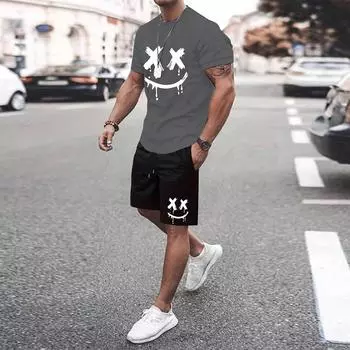 Стильный повседневный мужской костюм с набивным рисунком S