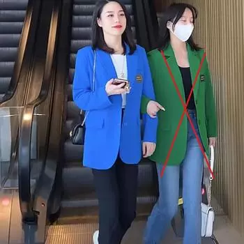 Стильный повседневный пиджак зеленого цвета для женщин, идеально подходящий для весны и осени M синий