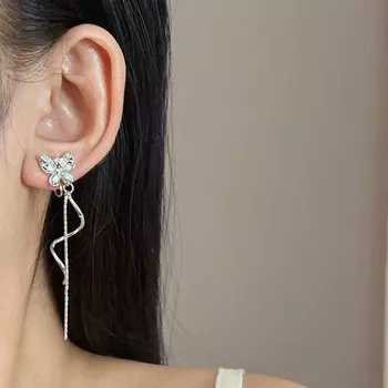 Стильный простой дизайн бабочка кисточка серьги клипса для женщин кристалл циркон бабочка серьги для вечеринки свадьба ювелирные изделия как