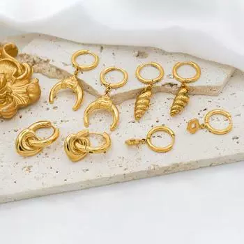 Стильный простой нишевый дизайн осень-зима высокое чувство 18-каратное золото серьги темперамент титан сталь морской пряжка для ушей для женщин