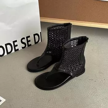 Стильный простой нишевый дизайн универсальные туфли с открытым носком крутые ботинки женские летние новые носить повседневные сандалии 35