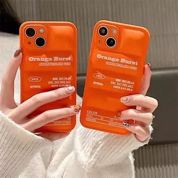 Стильный пуховик и силиконовый чехол для iPhone15Pro, 14PRO, 13promax, 11/12/XR для предотвращения падений. iPhone 12 оранжевый