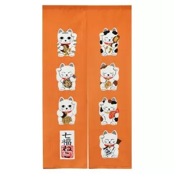 Стильный японский Японский Lucky Lucky Ширина 85 см Noren, Повязка на глаза, Стиль, Узор, Кот, Кот, Кот, Кот, оранжевый