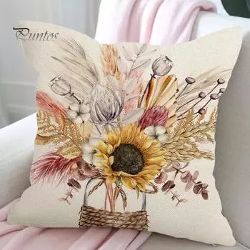 Стильный яркий цвет, моющийся чехол для диванной подушки, тыква, кленовый лист, подсолнечник, квадратная наволочка, товары для гостиной