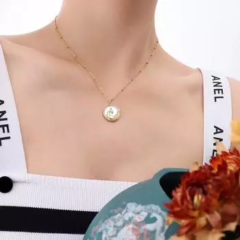 Стильный рельефный феникс, инкрустированный белой морской ракушкой, ожерелье из титановой стали с покрытием из настоящего золота 18 пробы, подвеска на ключицу, цепочка, ювелирное украшение P035