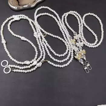 Стильный шнурок для телефона через плечо с бусинами и жемчугом и цепочкой, защищающей от падений