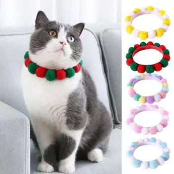 Стильный ремешок на шею для домашних животных, плюшевые шарики, модный ремешок на шею для кошек, собак и домашних животных XS