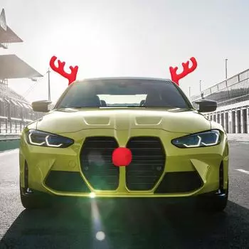 Стильный рождественский комплект рогов лося, автомобильные рождественские украшения из рогов оленя, праздничная атмосфера, автомобильный декор, автомобильные аксессуары хаки