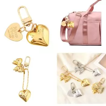 Стильный сердечный орнамент, украшение для сумки, уникальный бант, брелок с подвеской в виде сердца, стильный брелок, аксессуар с подвеской 3 золотой