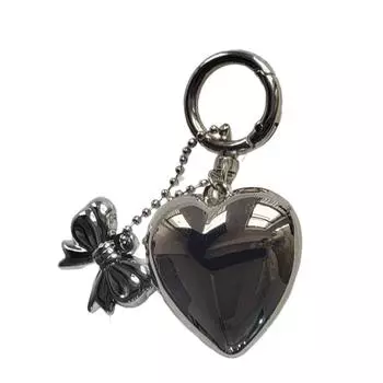 Стильный серебряный брелок с бантом в форме сердца, винтажный подвесной мешок с бантом для женщин и девочек, съемный брелок для телефона, милый аксессуар