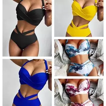 Стильный сексуальный купальник бикини с высокой талией и стальной поддержкой S