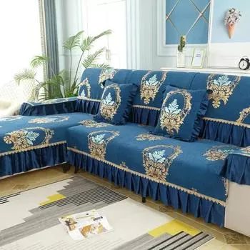 Стильный широкий край, большой цветок, всесезонная диванная подушка, большая юбка, противоскользящий чехол для дивана, универсальный универсальный чехол, тканевый чехол 30x75cm 3edge 18cm