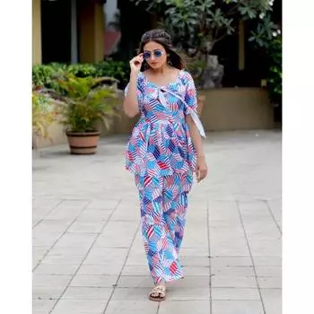 Стильный синий комбинезон для модного образа S