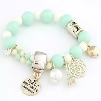 Стильный сладкий маленький свежий браслет Браслет с сердцем из дикой розы для женщин зелёный