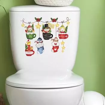 Стильный снеговик, красочный принт, самоклеящийся, водостойкий, противоскользящий, отличная липкость, съемный, праздничный Новый год Christmas