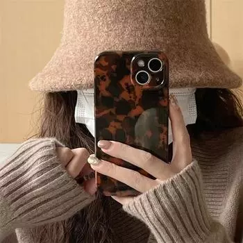 Стильный темный черепаховый янтарный мягкий глянцевый чехол для iPhone 16 15 14 13 12 11 Pro Max противоударный защитный чехол iPhone 16 Pro Max