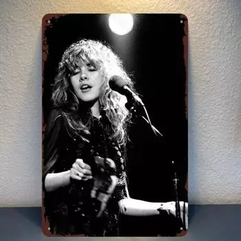 Стильный винтажный концертный металлический знак Stevie Nicks, настенное искусство из алюминия. Водонепроницаемый, идеально подходит для дома, бара, мужской берлоги и гаража. 20x30cm белый